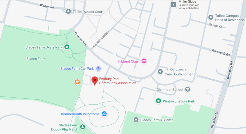 Address:                                                                                                                                                  Ensbury Park Community Centre,                                                                                                  Ensbury Ave, Bournemouth BH10 4HG